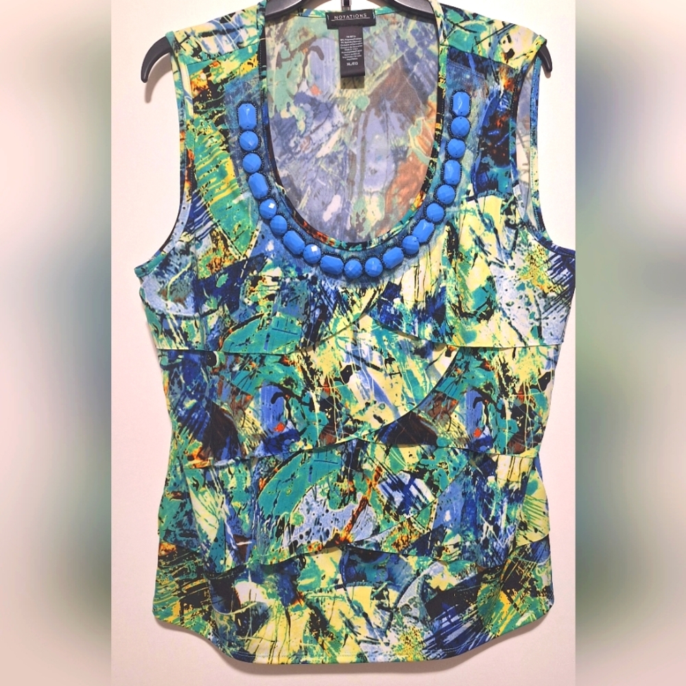 NOTATIONS XL ABSTRACT PRINT SLEEVELESS TOP. MATCHING SKIRT AVAILABLE. NWOT